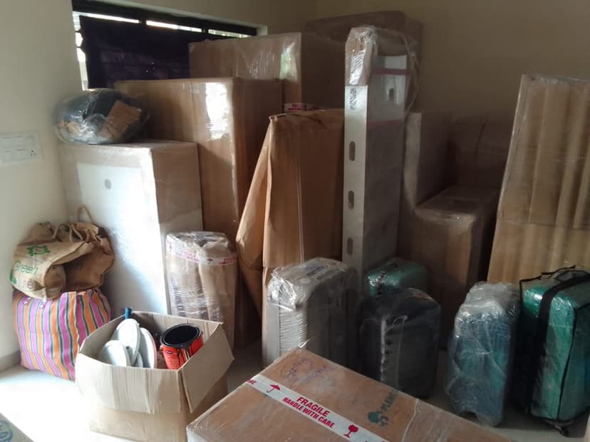 Moving boxes ready for transport