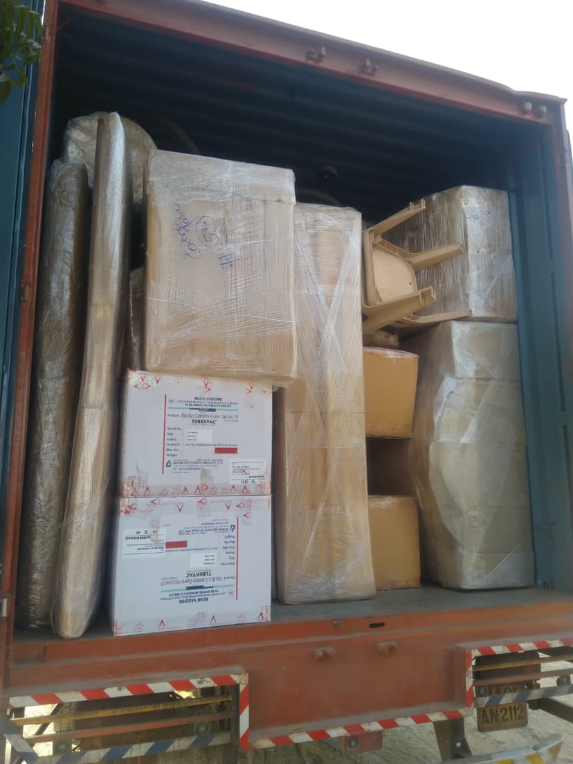 Moving boxes ready for transport